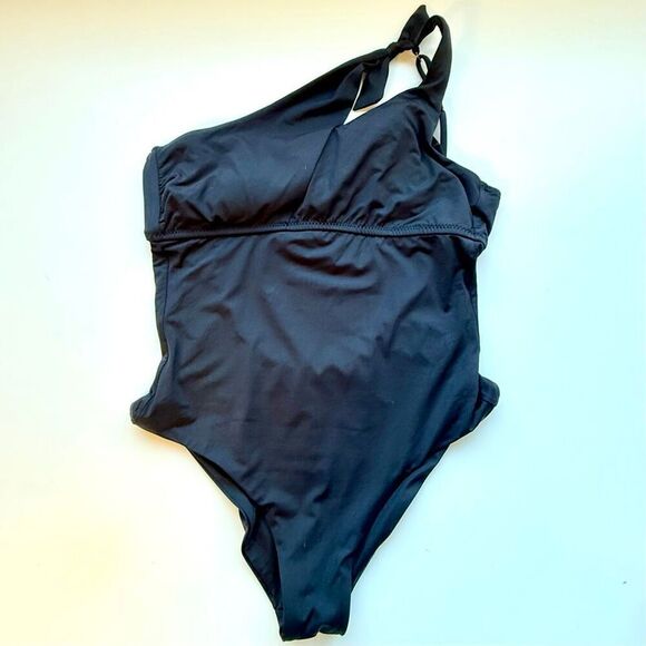 New BECCA by Rebecca Virtue black one shoulder asymmetrical cut out swimsuit. Si - Picture 7 of 7